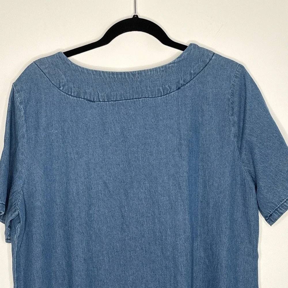 Country Store Modest Dress Women's Large Embroidered Denim Cottagecore Trad Farm - Picture 10 of 10